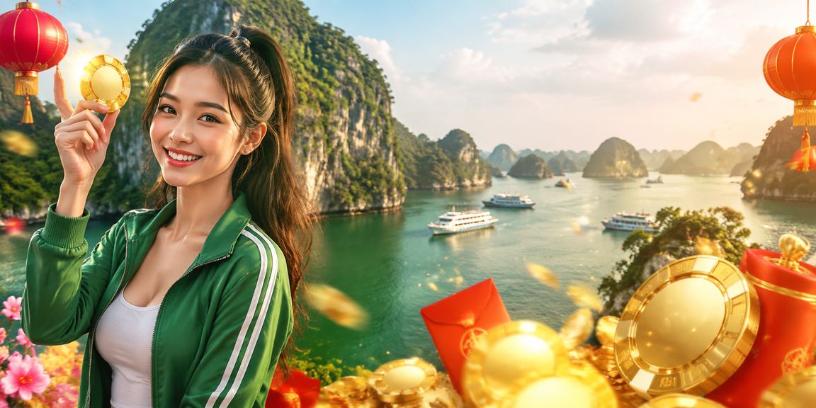 Cảnh Vịnh Hạ Long lung linh ánh đèn – hình ảnh đại diện cho trải nghiệm cá cược sống động tại Việt Nam